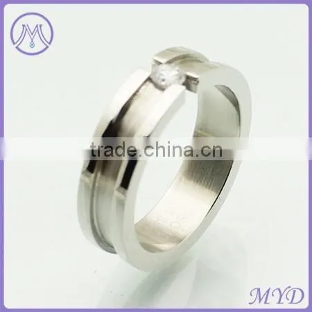 Fashion Jewelry Mens CZ Zircon Crystal Stainless Steel Jewelry Finger Ring photo-2