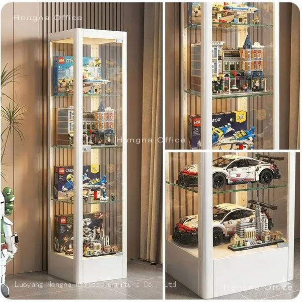 Modern Living Room Glass Storage Cabinet | With Built-in LED Strips for Home Decor | OEM Manufacturer
