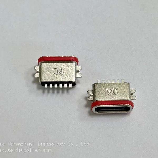 Waterproof Type-C 6-Pin Flat PCB Socket With 0.8mm Pitch, 6.7mm Length, IP68 Rating, and Waterproof Gasket (U-shaped) Zinc Alloy Casing photo-3