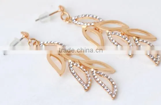 Leaf Shaped Gold Drop Earring, Hot Sale All Types of Earrings photo-5