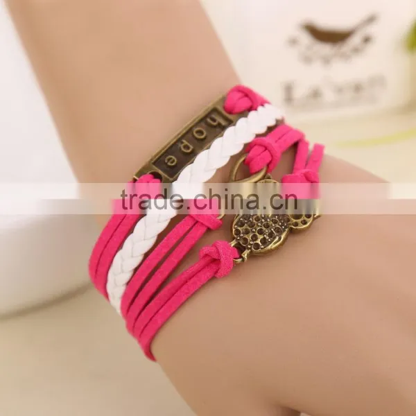 China High Quality Jewelry Vintage Owl Hope Braided Bracelet in 4 Pcs Quality Choice photo-3