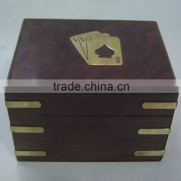 Wooden Box With Playing Card