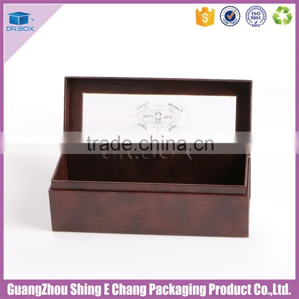 Luxury Handmade Custom Leather Paper Printed Gold Hot Stamp Logo Gift Box Packaging With Clear Lid photo-4