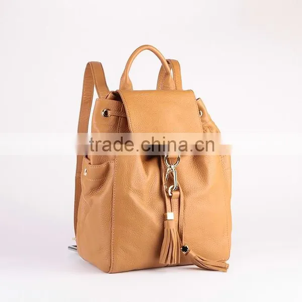 4313 2016 Latest Wholesale Brown PU Leather Drawstring Foldable Bag Backpack Tactical photo-2