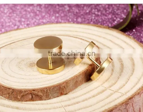 in Stock Stainless Steel Men Double Pin Gold Plated Earrings photo-5