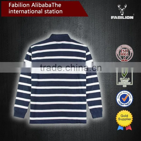 2016 Hot Selling Washed Striped Long Sleeve for Big Size Polo Shirt photo-6