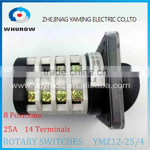 Rotary Switch YMZ12-25/4 Changeover Cam Combination Switch 4 Poles 8 Positions 14 Terminals 25A Ui 690V Sliver Point Contacts photo-2