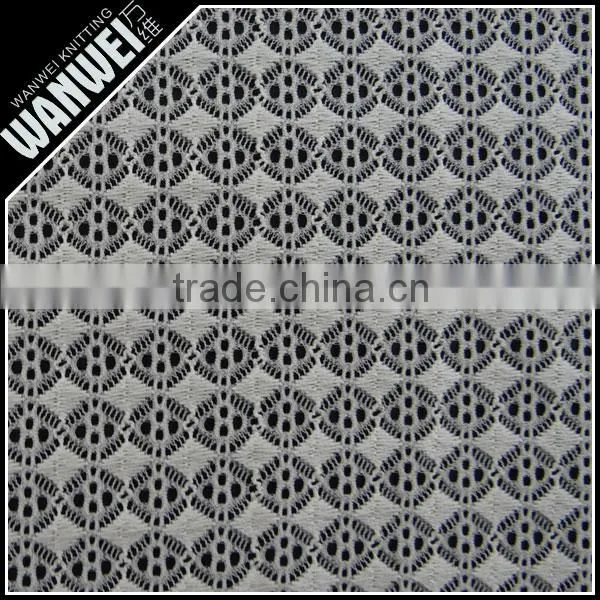 Diamond and Dots Crochet Resilient Hollow Yarn Fabric Print Customed Color Nylon Spandex Lace Fabric for Dress and Skirts 5021 photo-4