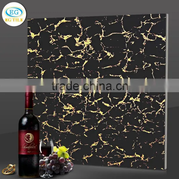 60x60 Luxury Black Gold Pulati Flower Series Flooring Double Charge Vitrified Tile photo-2