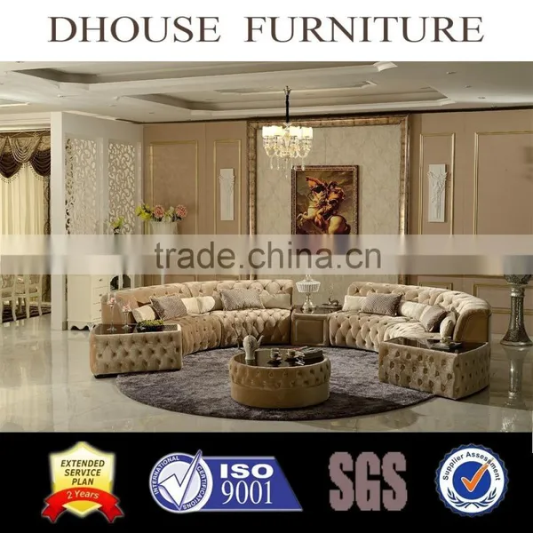 Italian Tufted Design Chesterfield Half Round Corner Fabric Sofa AL034