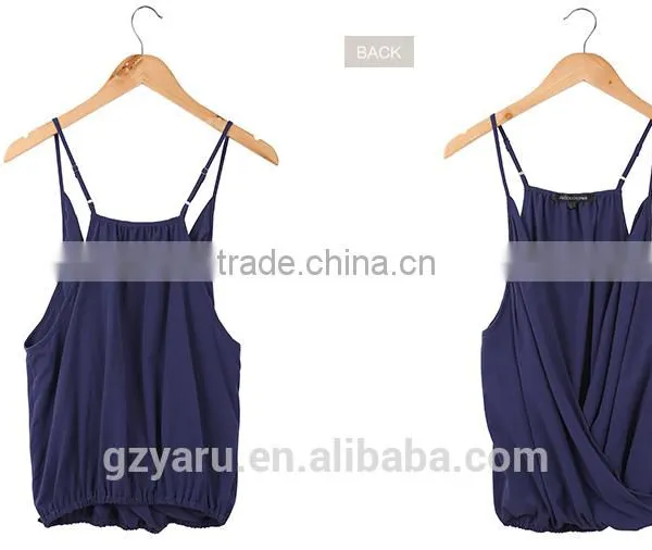 Inexpensive Plus Size Sexy Tank Top V Neck Chiffon Backless Vest for Women photo-3