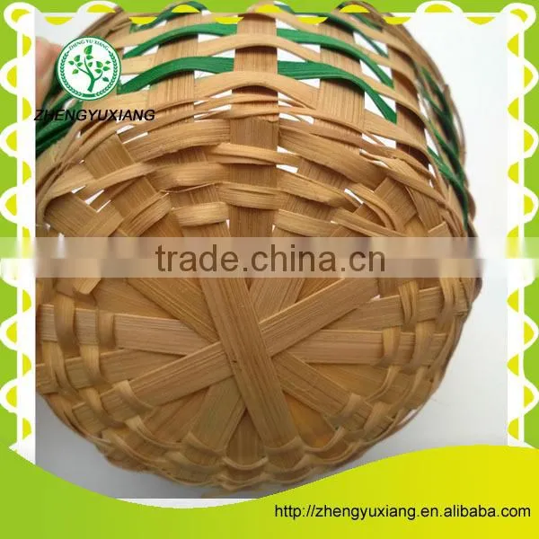 Green Bamboo Chip Woven Round Storage Basket photo-4
