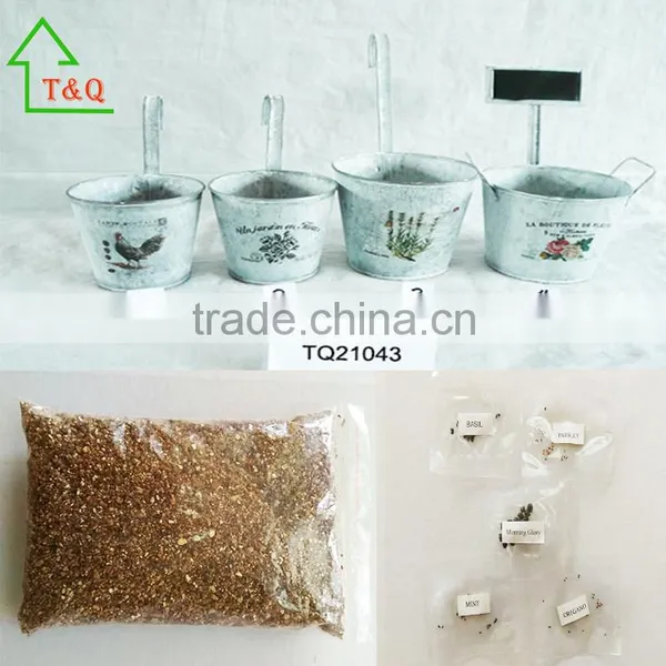 Shabby Chic 4 Flower Herb Metal Plant Pot Planters Garden Kitchen Gift