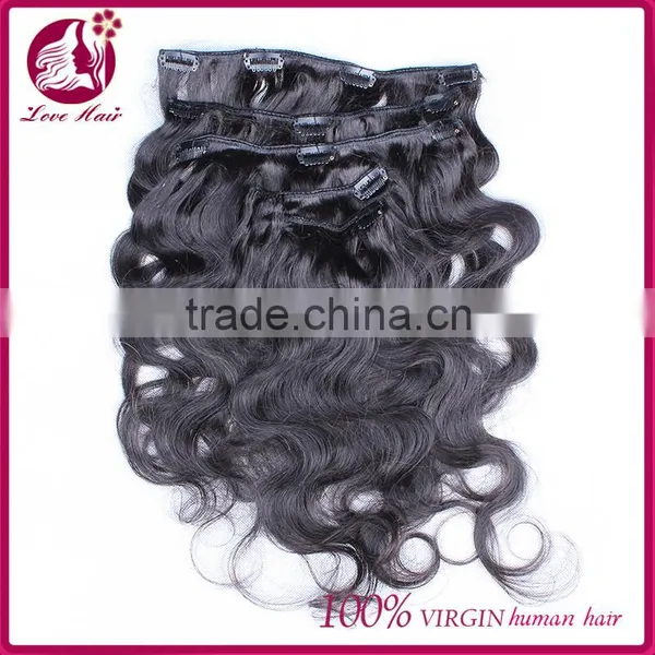 Clip In Human Hair Extensions Body Wave Filipino Virgin Human Hair Body Wave Clip In 7pcs/lot 100g Natural Color photo-2