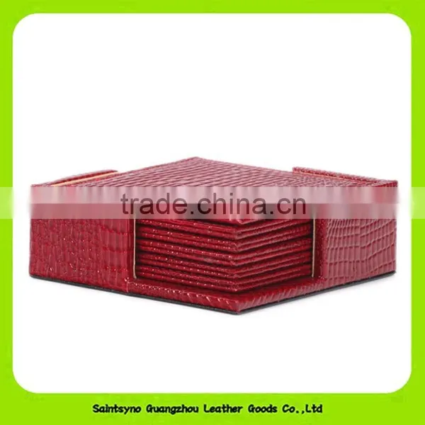 12*12cm Oil-proof Crocodile Leather Printed Set of 4 Square Coasters 16035 photo-2