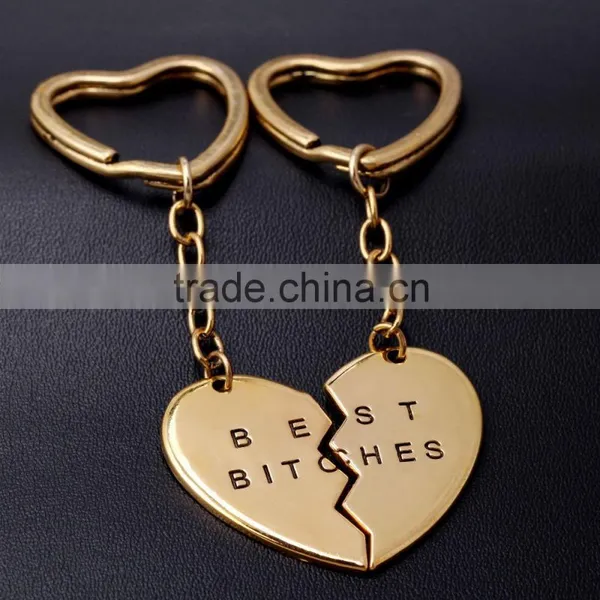 Hot Keyrings Friendship Gifts Heart Pendant Best Bitches Key Chain photo-6