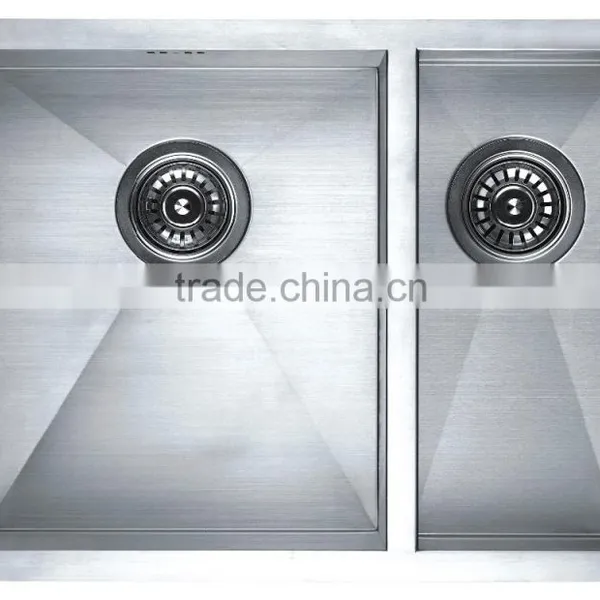 Two Bowls Stainless Steel Commerical Hand Made Kitchen Sink With Drainboard GR-606 photo-2