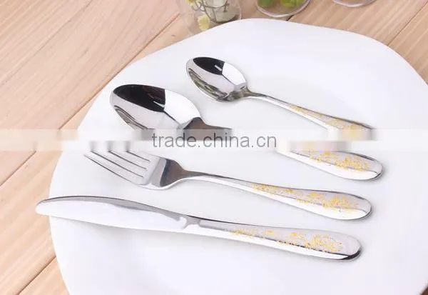 High Grade Gold Plated Stainless Steel Flatware Set Wholesale Gold Knife Fork Set KX-S148 photo-2