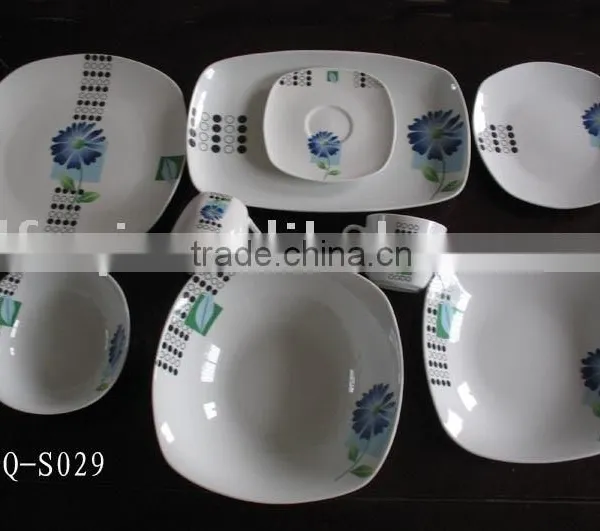 China Square Tableware Sets Ceramic Dinner Set With Nice Printed Porcelain Dinner Sets