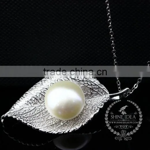 925 Sterling Silver Spring Leaf Pearl Creative Pendant Necklace Fashion Women Necklace Jewelry 6360457 photo-2