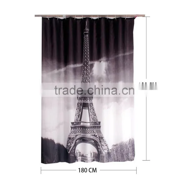 Paris Eifel Tower Bathroom Shower Curtain With Ring Hook photo-2