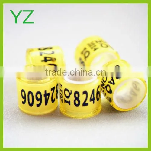 2015 Top Quality Bright Yellow Color Fashion Rings Plastic For Pigeon Legs