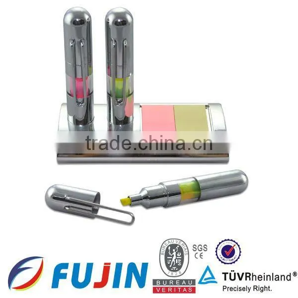 highlighter with metal clip pen holder