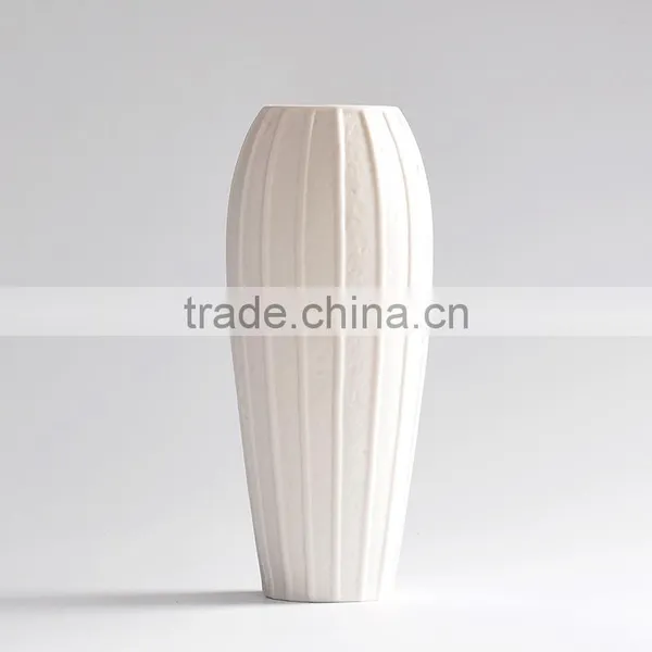 Wholesale Home Decoration Stripe White Ceramic Flower Vase photo-5