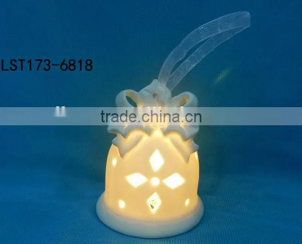 White Bisque Ceramic Christmas Tree Ornaments Wiht Led Light photo-6