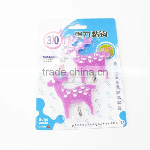 2 pcs Cute deer shape self adhesive wall door hook