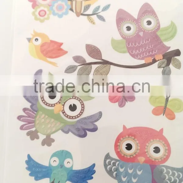 Popular Cute OEM Owl Design Decorative Shinny Glitter Sticker photo-4