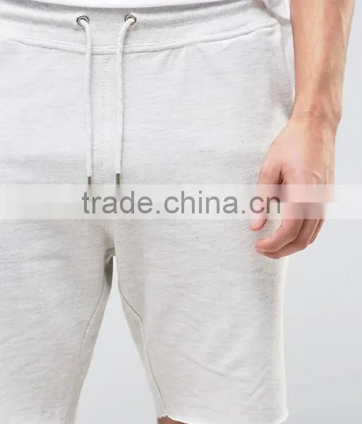 High Quality New Design Custom Raw Hem Drawstring Waist Cotton Viscose Sweat Single Back Pockets Fashion Sport Shorts photo-3