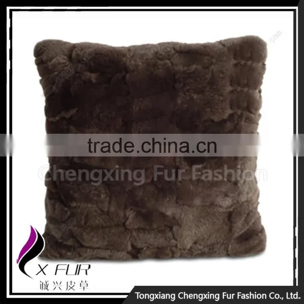 CX-D-22C Newest White Soft Rex Rabbit Fur Pillow Case Manufacturer photo-2