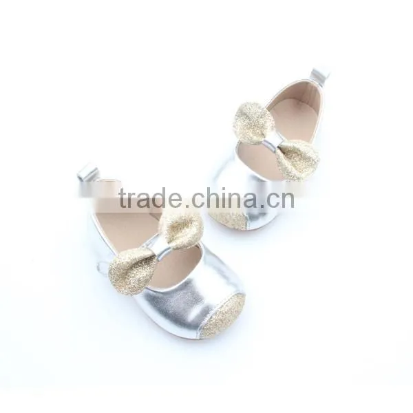 2017 New Style Sequin Leather Baby Infant Shoes With Bow photo-2
