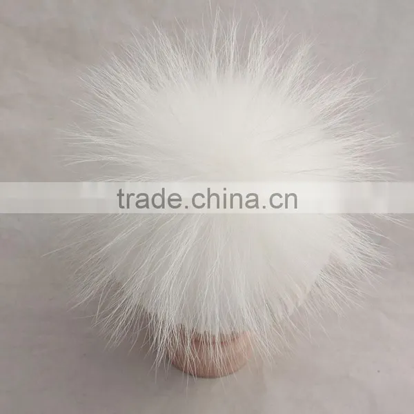 Myfur Baby Knitted Beanie Hat With Removable White Raccoon Fur Pom Poms Wholesale photo-3
