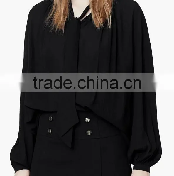 Runwaylover EY2356B Hot Sale 2017 Ladies Elegant Stand Collar Loose Blouse photo-3