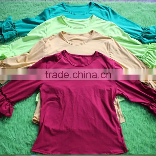 Plus Size Cotton Mom Shirts Solid Color Ruffle Top 3/4 Sleeves Lady Blouse Wholesale Mom Top Spring Summer Women Clothes