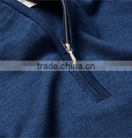 Customed Manufacturing Zipper-Up Navy Blue Sweater Men Pullover Sweater photo-4