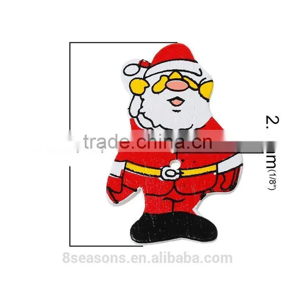 Cheap Mixed Order Accepted Christmas Santa Claus Two Holes Wood Button photo-3