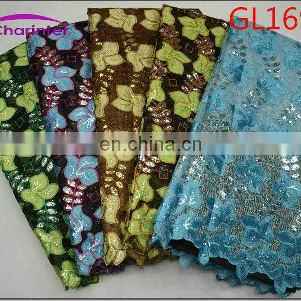 African Wedding Lace Fabrics Organza GL169 photo-6