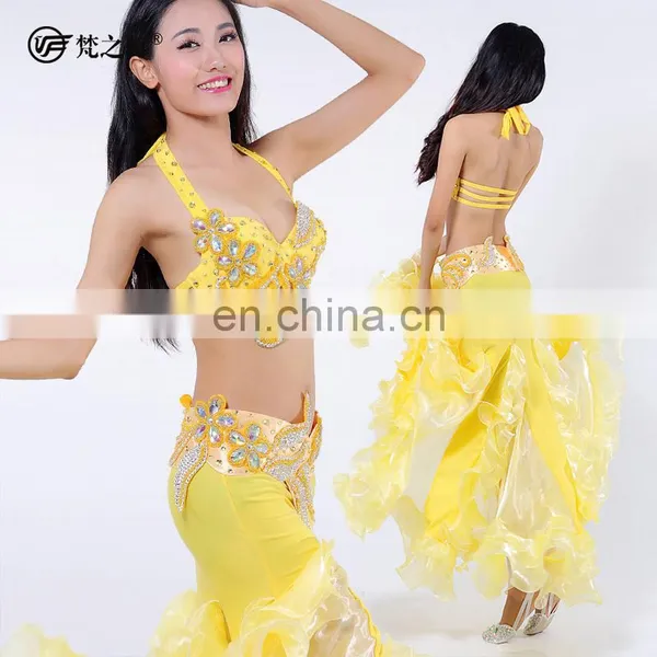 Multy Color Shiny Fabric Professional Beading Belly Dance Costumes Appearl photo-3