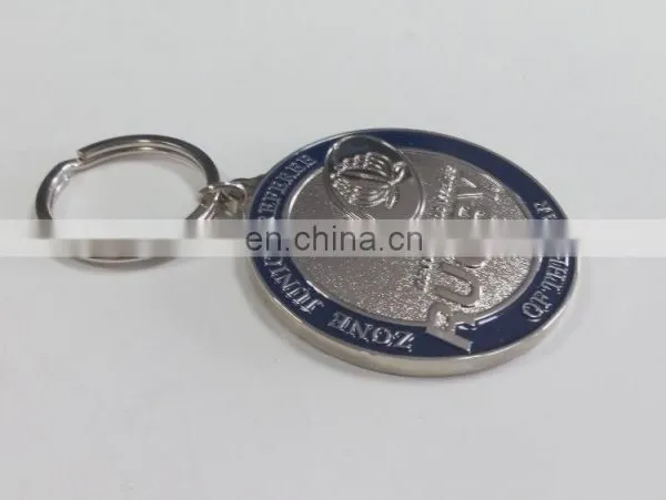 Custom Zinc Alloy Shiny Silver Die Cast Soft Enamel Sparkle Texture Keychain /Gift /Souvenir photo-3