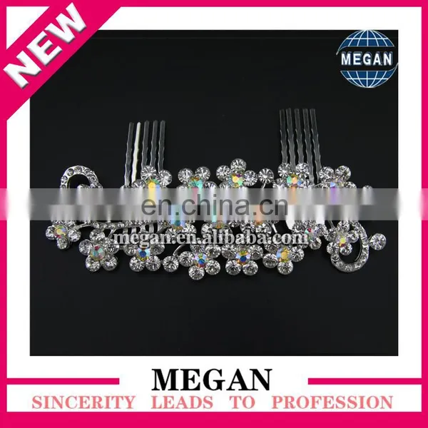 Charming New Design Flower Princess Wedding Hair Accessories Rhinestone Crown Comb For Bridal photo-3