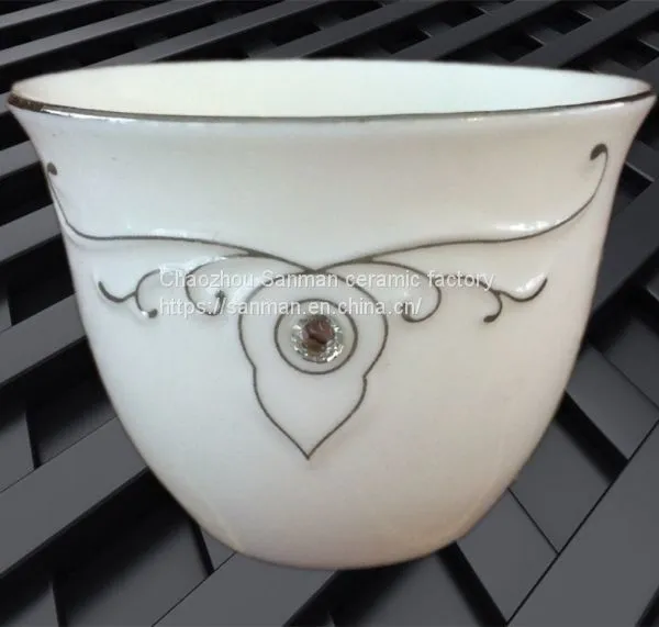 Small Good Sale Arabic Style Ceramics Cawa Coffee Cup With Gold Flower Design photo-3