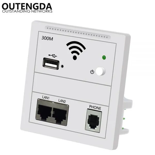 OUTENGDA Wi-Fi Router Wall Embedded USB Access Point Wireless in Wall AP Panel Socket Wifi Repeater/router Champagne/White photo-2