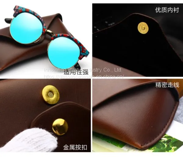Promotional Vintage and Personalized Leather Sunglasses Case With Press-button photo-5