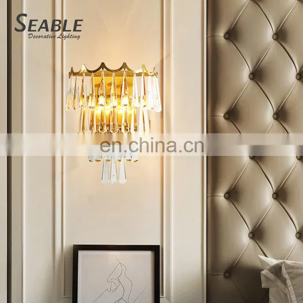 Modern Style Indoor Decoration Hotel Room Staircase Bedside Luxury Crystal LED Wall Lamp photo-4