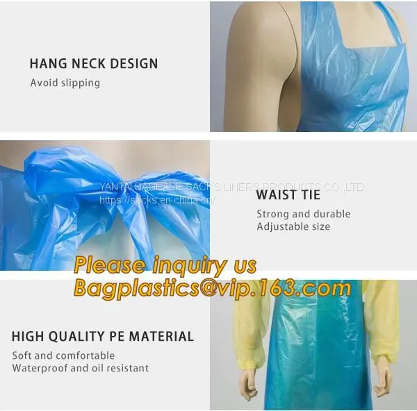 CPE Gown, Medical Disposable Aprons for Doctor, LDPE Coated Biohazard Apron,Surgical Apron, Logo Printed Disposable Medical Plasti photo-2