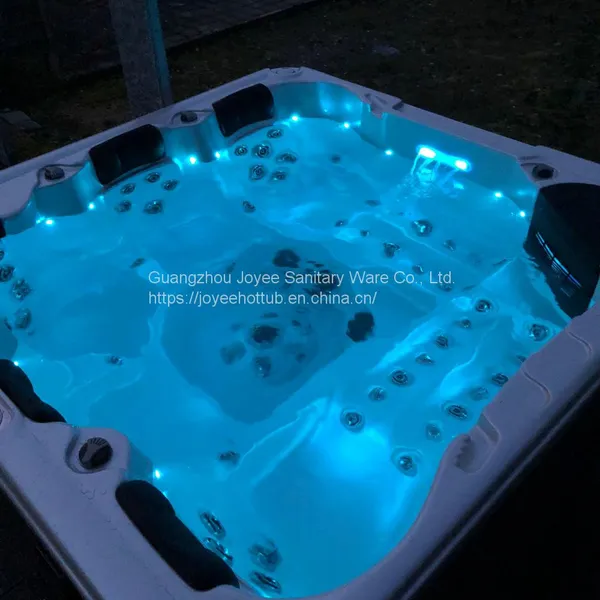 JOYEE 220×220×92cm 5 Persons Skirt Design Acrylic Whirlpool Massage Spa Hot Tub