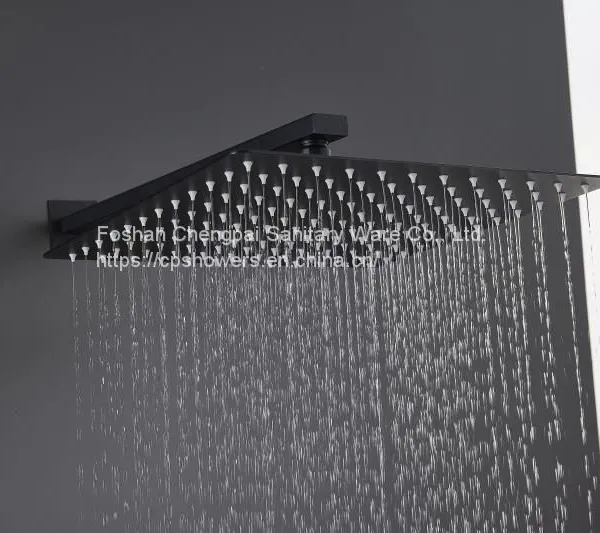 Bathroom Shower Set Wall Mounted Ultra Thin Rainfall Black Shower Head 30x30cm Shower System With Mixer photo-2